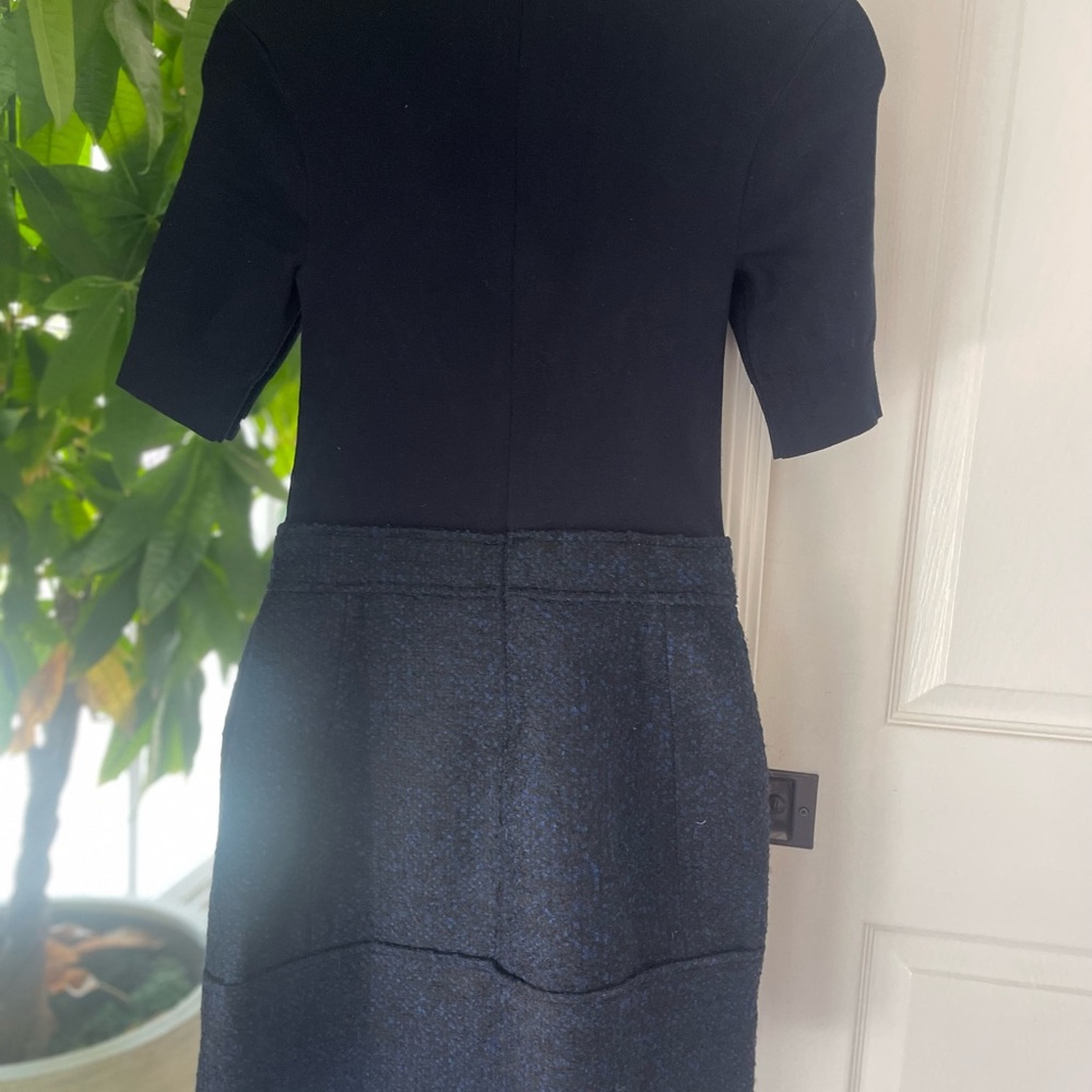 Navy Ted Baker knit and tweed dress
